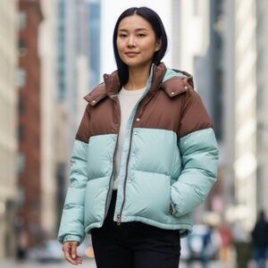 ❄️NEW w/tag prAna Brown & Blue 650-Fill Down PFC-Free Hellebore Jacket Womens XL